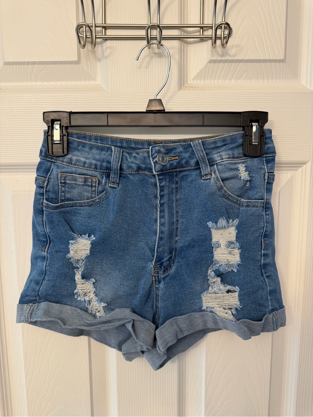 SHEIN Tall High-Waisted Distressed Denim Shorts - Size Medium